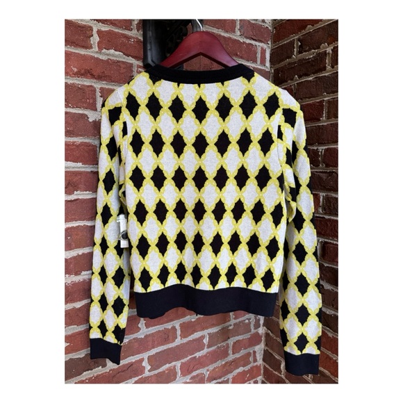 NWT Anthropologie Diamond Jacquard Sweater Set in Black/Yellow Diamonds  Size XS - Picture 6 of 12